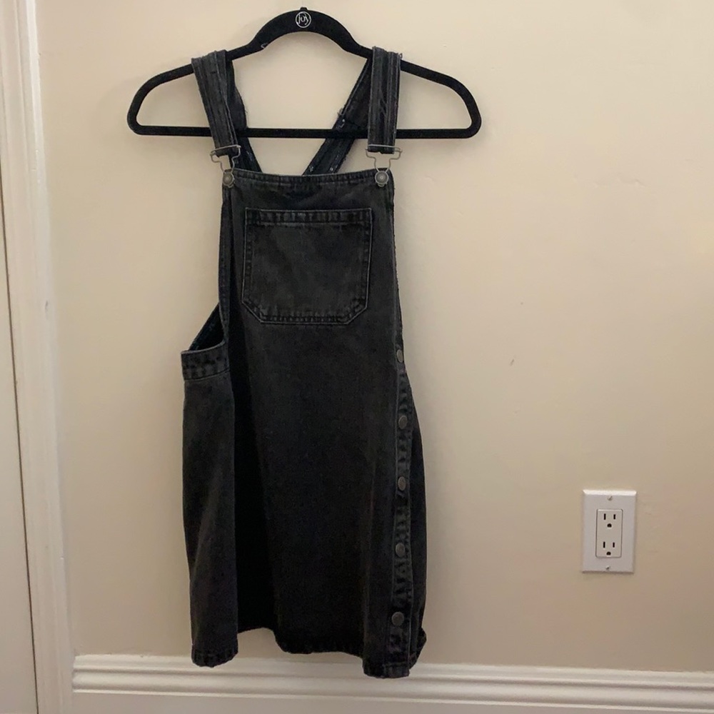 Free People Black Overall Denim Dress, Size 0
